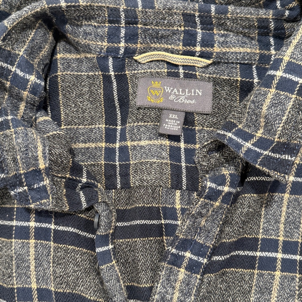 Wallin & Bros Navy Plaid Casual Button Down Shirt